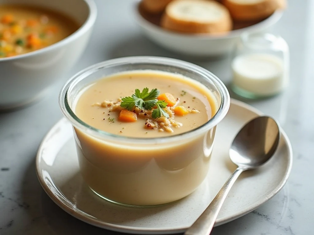 Stored and reheated creamy turkey soup
