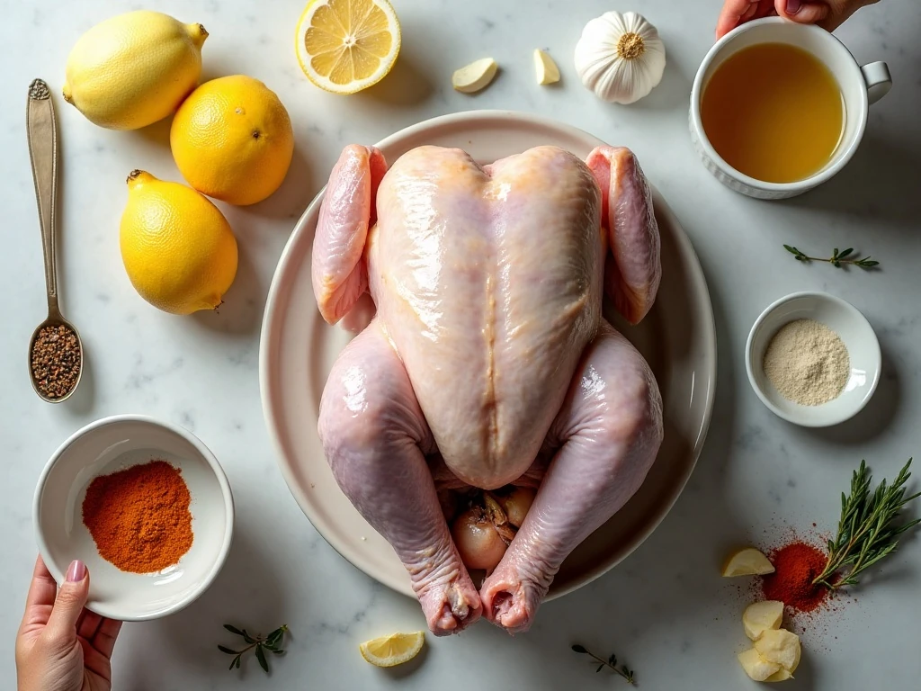 Ingredients for an easy crockpot whole chicken recipe