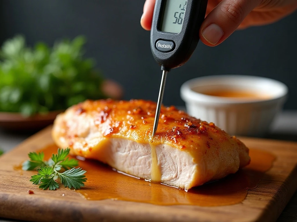 Checking the internal temperature of crockpot chicken for doneness