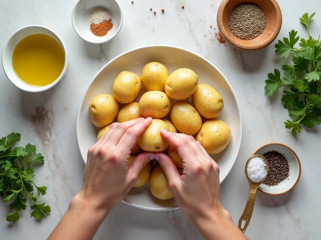 Ingredients for crispy smashed potatoes