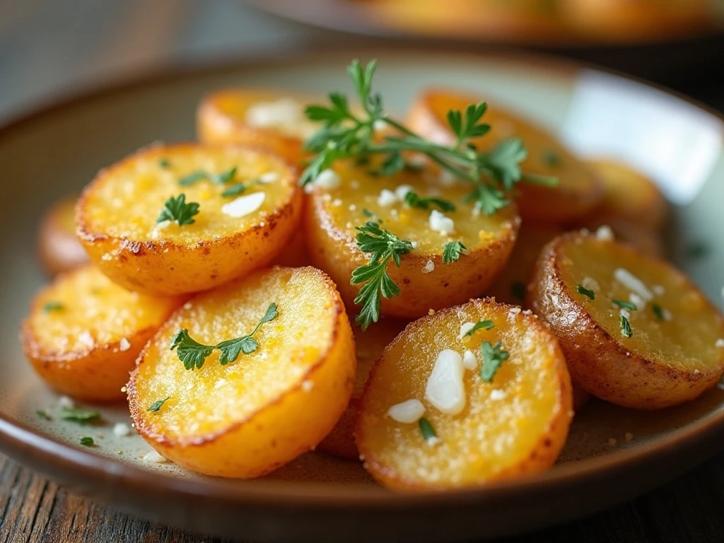 Crispy smashed potatoes with Parmesan and fresh herbs