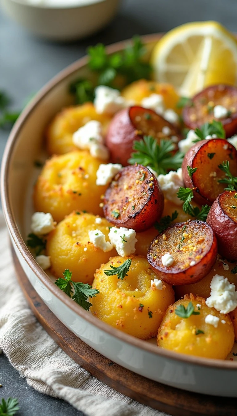 Crispy Smashed Potatoes With Feta and Herbs
