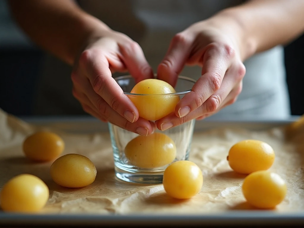 Smashing boiled potatoes before roasting them