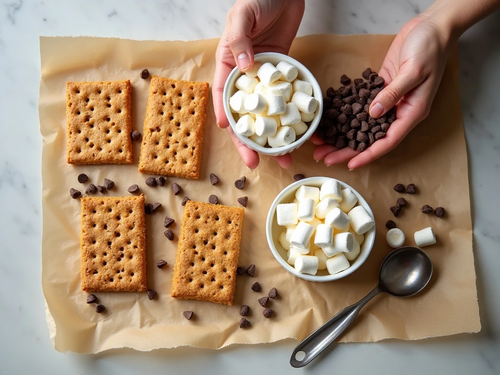 Ingredients for easy s'mores ice cream sandwiches