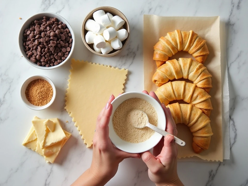 Ingredients for s'mores crescent dough bun bites