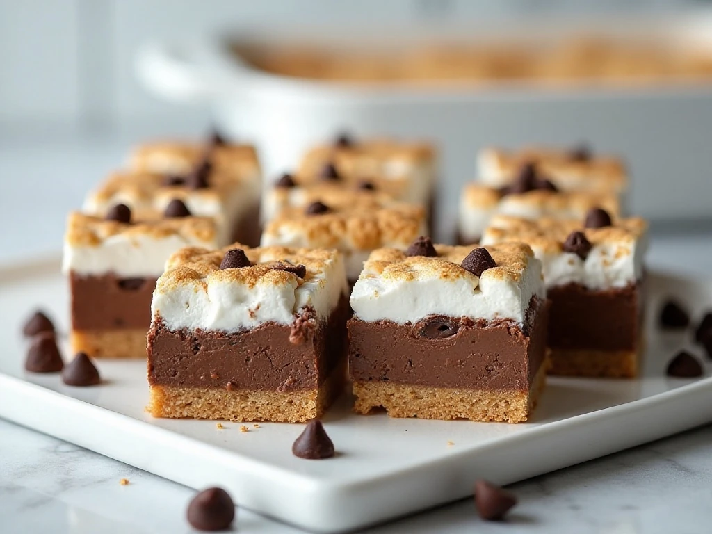 Chilled no-bake s'mores pudding dessert ready to serve
