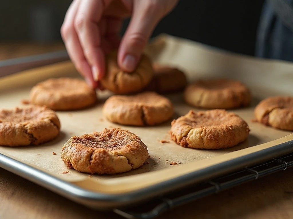 Fresh Snicker-Snaps cookies cooling after baking