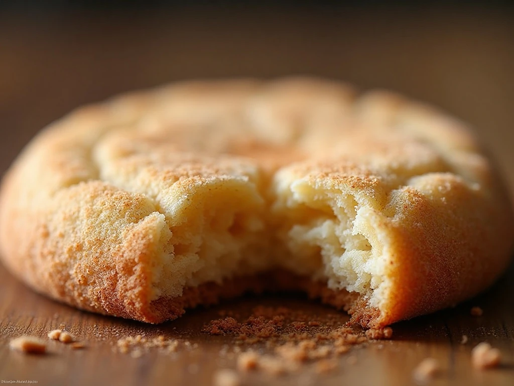 Close-up of the crisp cinnamon-sugar edge and soft center of a snickerdoodle