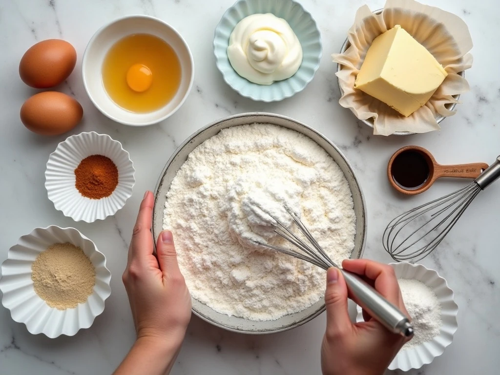 Ingredients for homemade snickerdoodle cupcakes and cinnamon buttercream