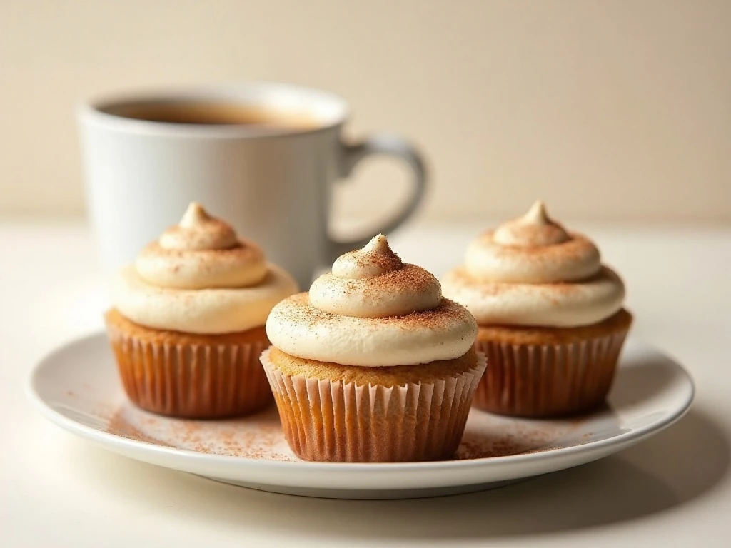 Snickerdoodle cupcakes served with coffee