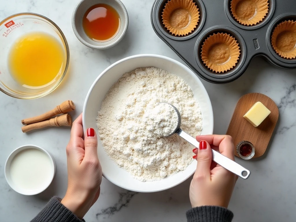 Ingredients for homemade snickerdoodle donut muffins