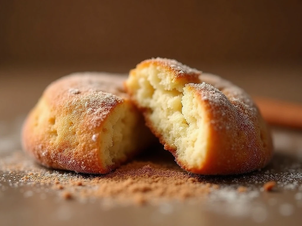 Close-up showing the soft center and cinnamon-sugar crust of a snickerdoodle