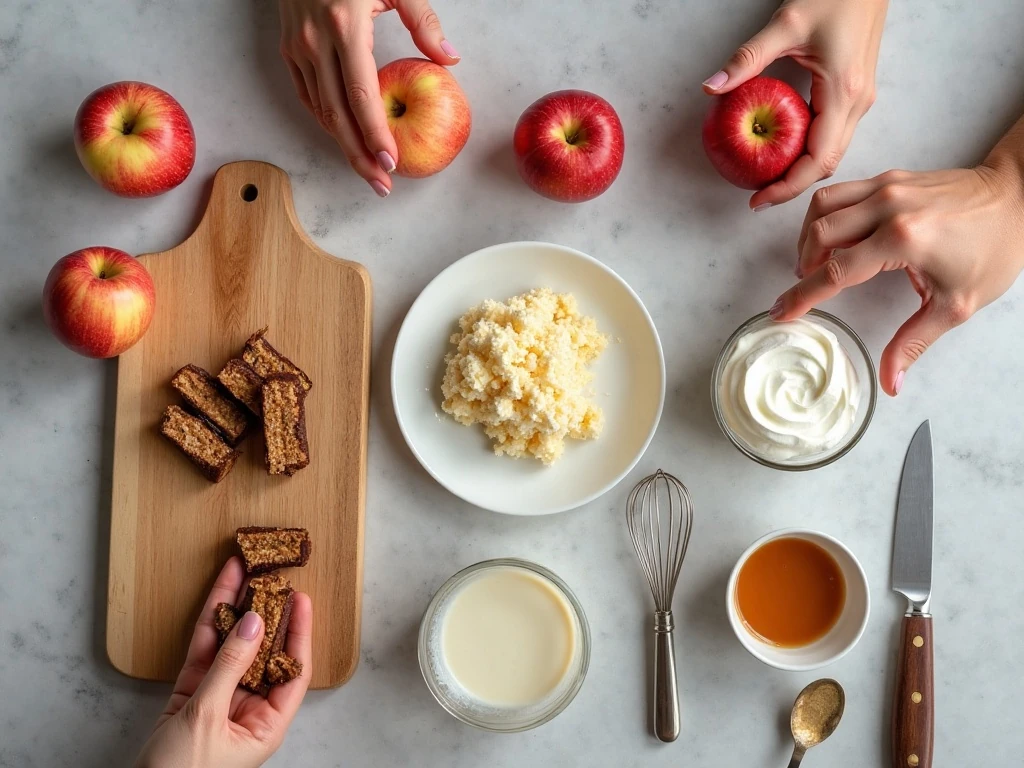Ingredients for easy Snickers apple salad