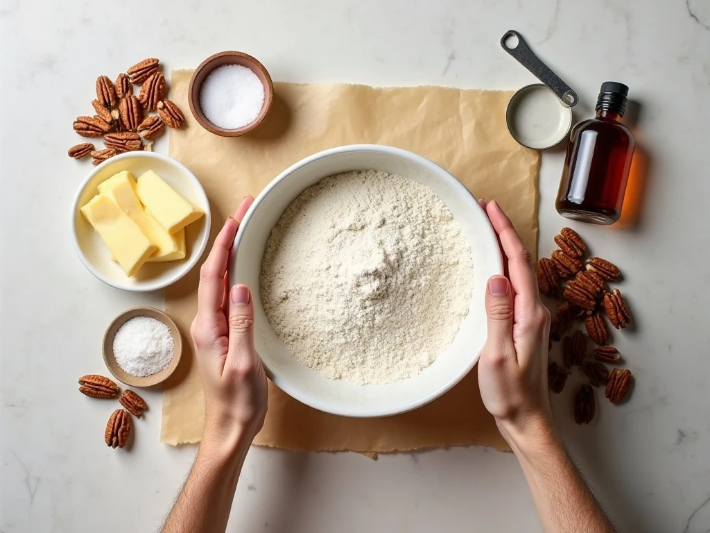 Ingredients for homemade snowball cookies