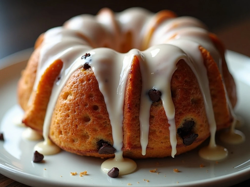 Vanilla-glazed chocolate chip monkey bread close-up