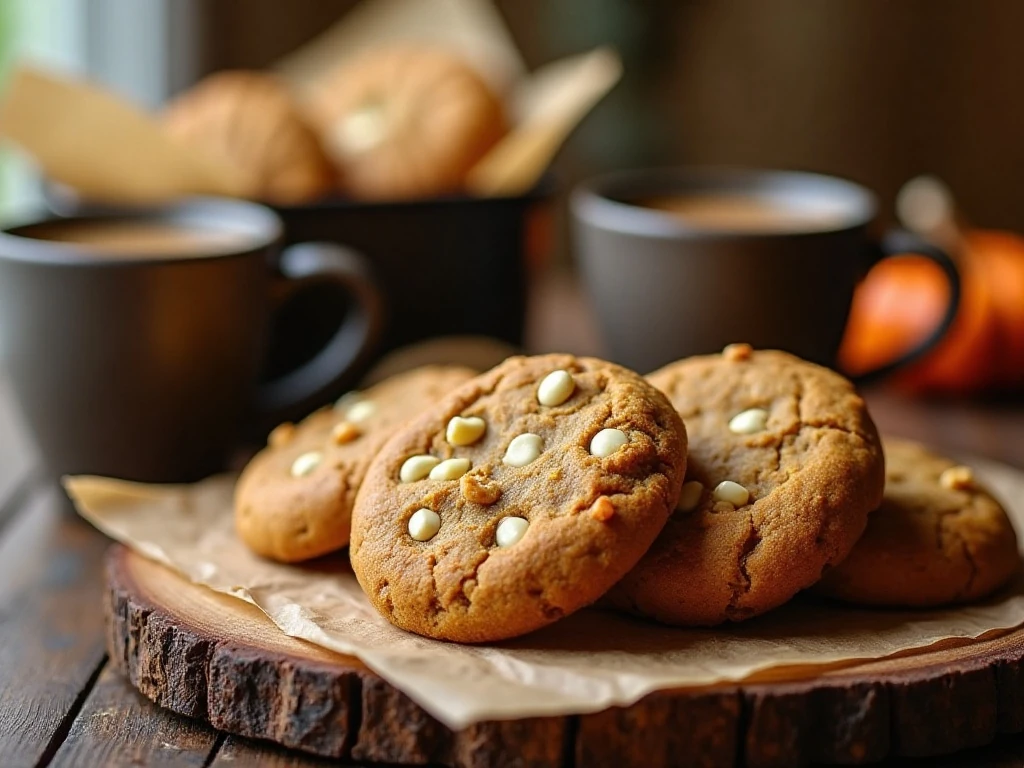 Pumpkin cookies served with coffee and chai