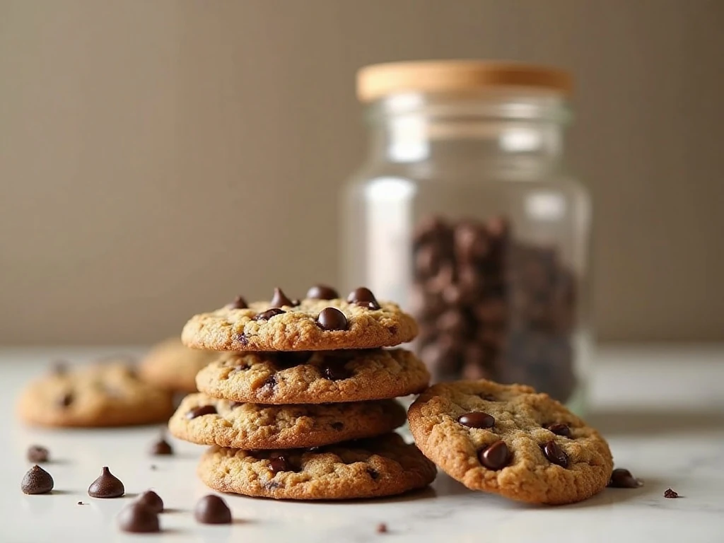 Soft oatmeal chocolate chip cookies ready for storage