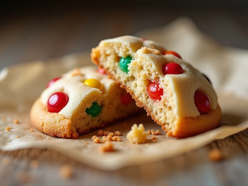 Close-up of the soft chewy center of a gumdrop cookie