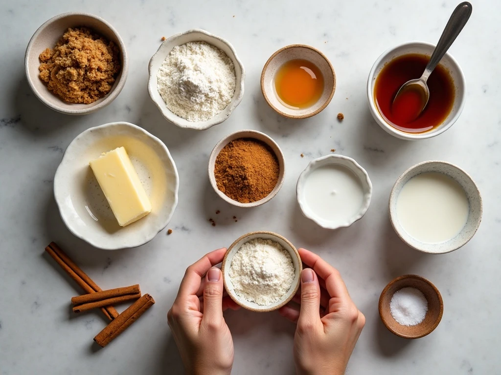 Ingredients for soft glazed gingerbread cookies