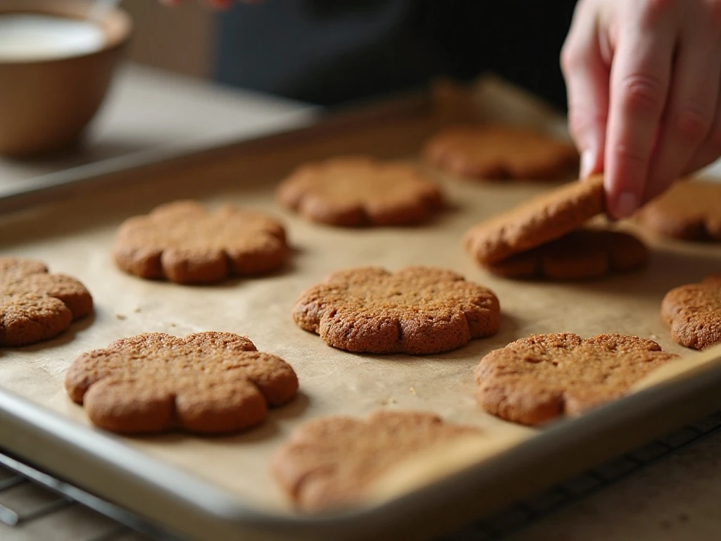 Fresh gingerbread cookies cooling after baking