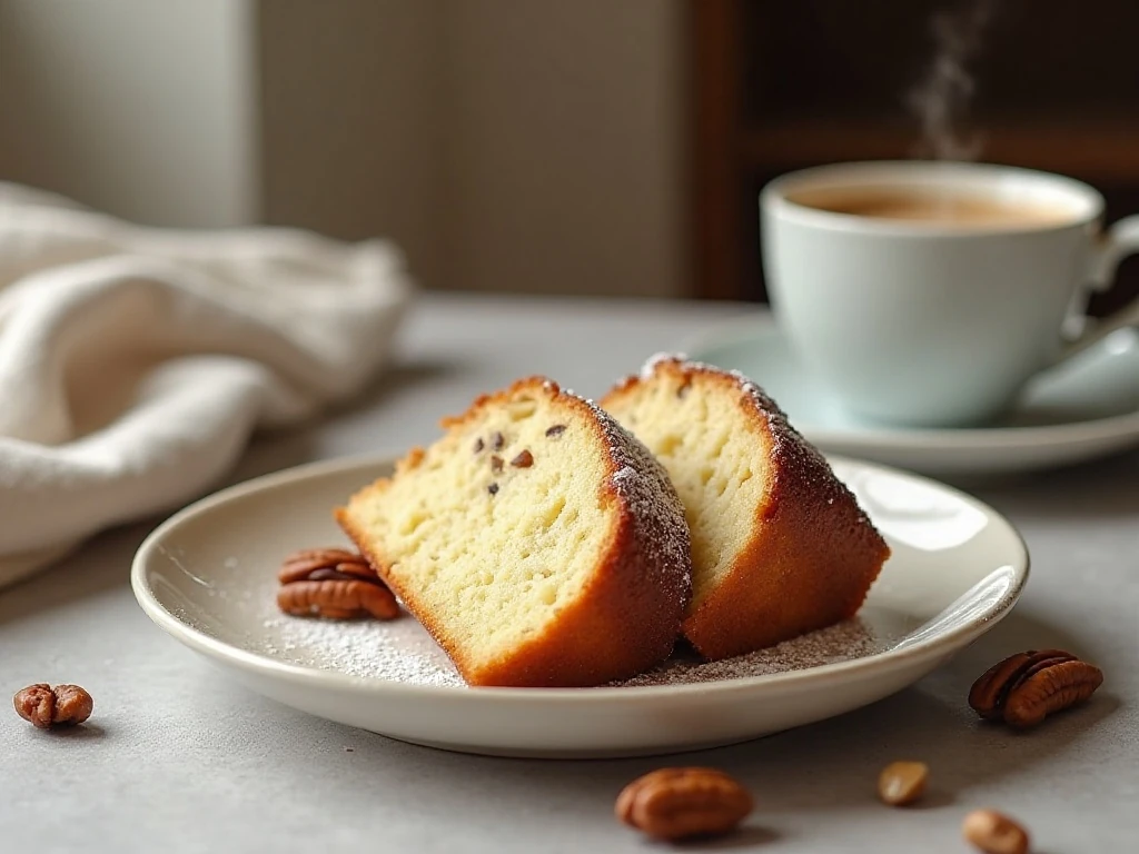 Sour cream coffee cake served with coffee