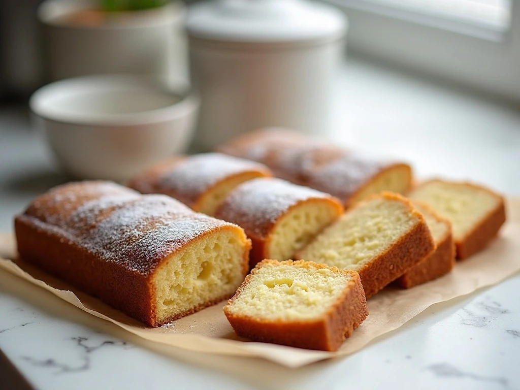 Stored slices of homemade sour cream coffee cake