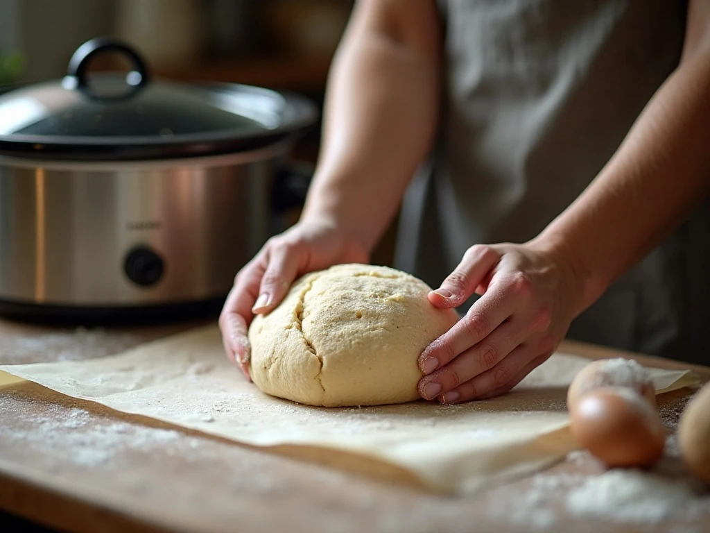 Shaping sourdough dough for the slow cooker