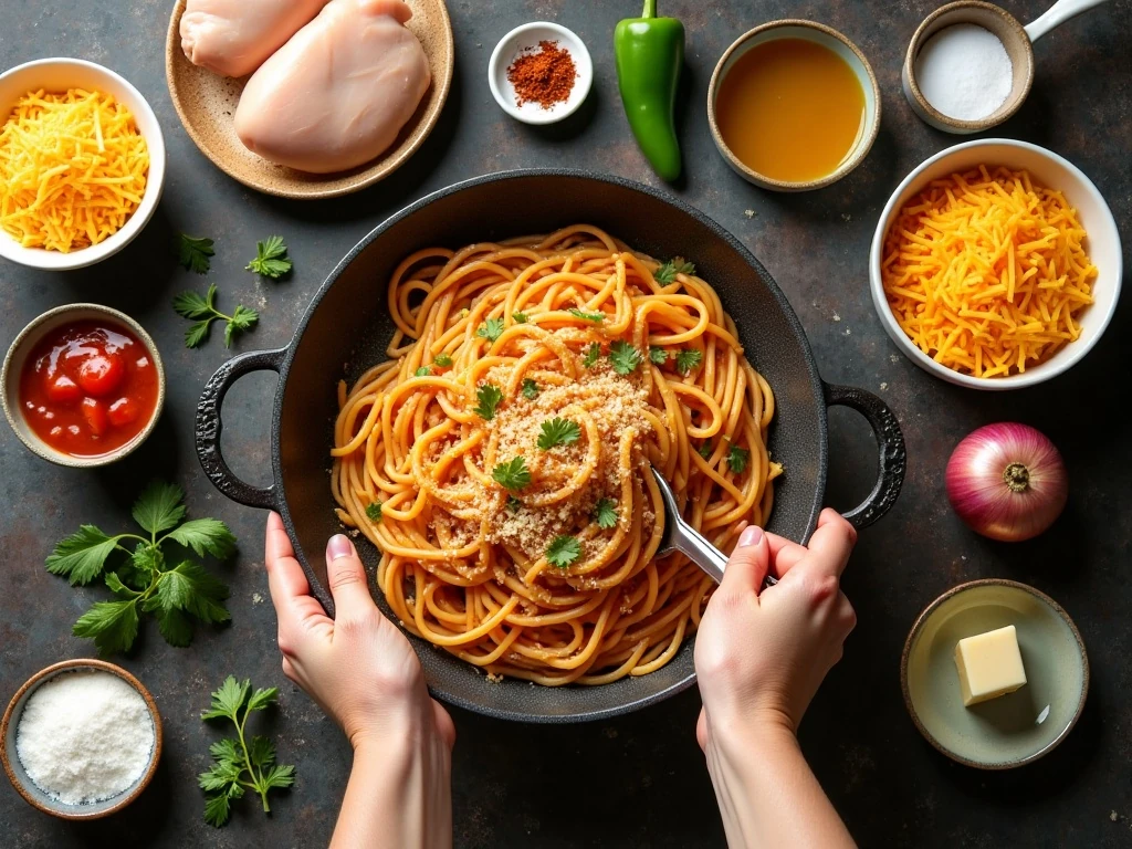 Ingredients for easy Southern chicken spaghetti