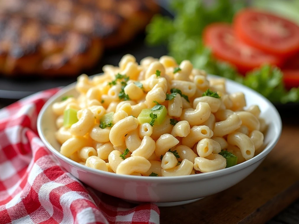 Creamy Southern macaroni salad served as a picnic side dish