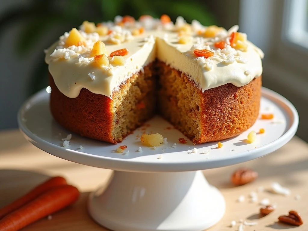 Moist Southern-style carrot cake with cream-cheese frosting and pecans