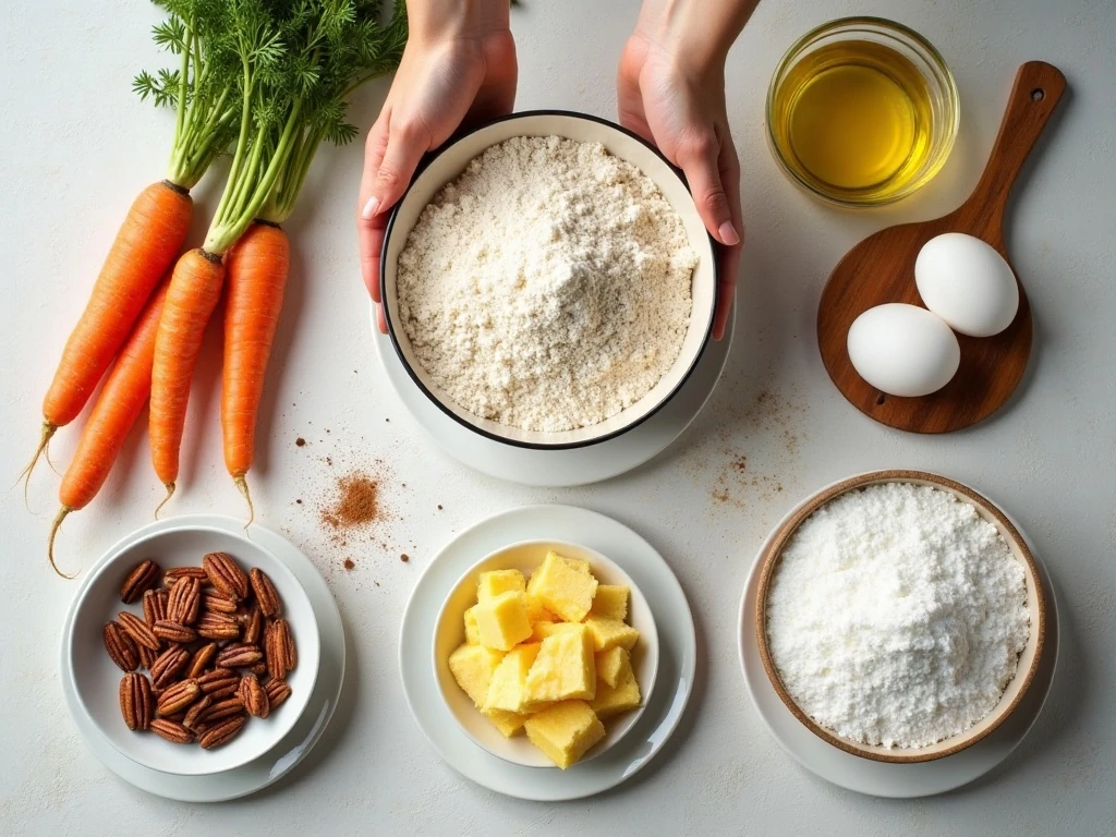 Ingredients for homemade Southern carrot cake
