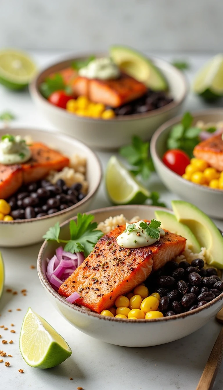 Easy Southwest Salmon Bowl Recipe with Lime Crema