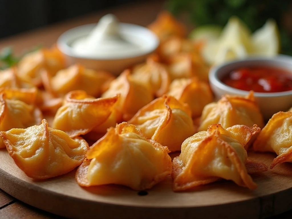 Golden baked Southwest wontons served with salsa and sour cream