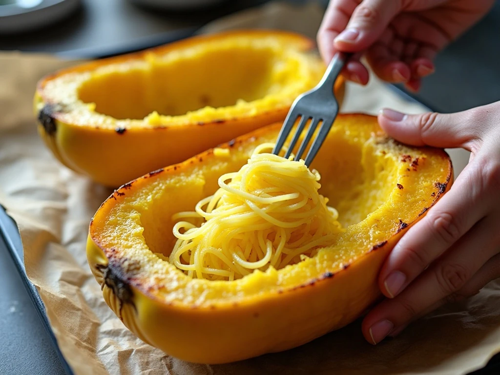Fork-tender spaghetti squash with separated strands