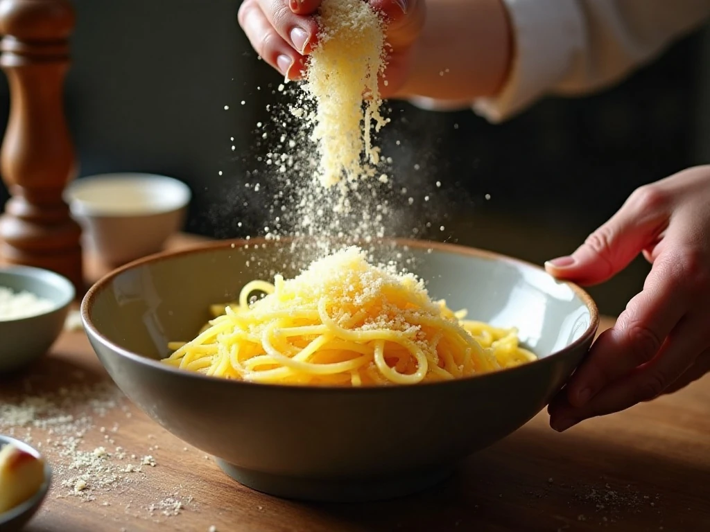 Tossing hot squash with grated Pecorino and black pepper