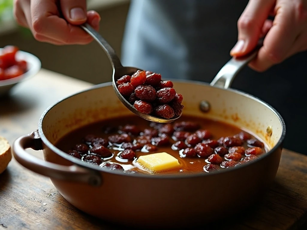 Raisins simmering before being added to Spanish Bar Cake batter