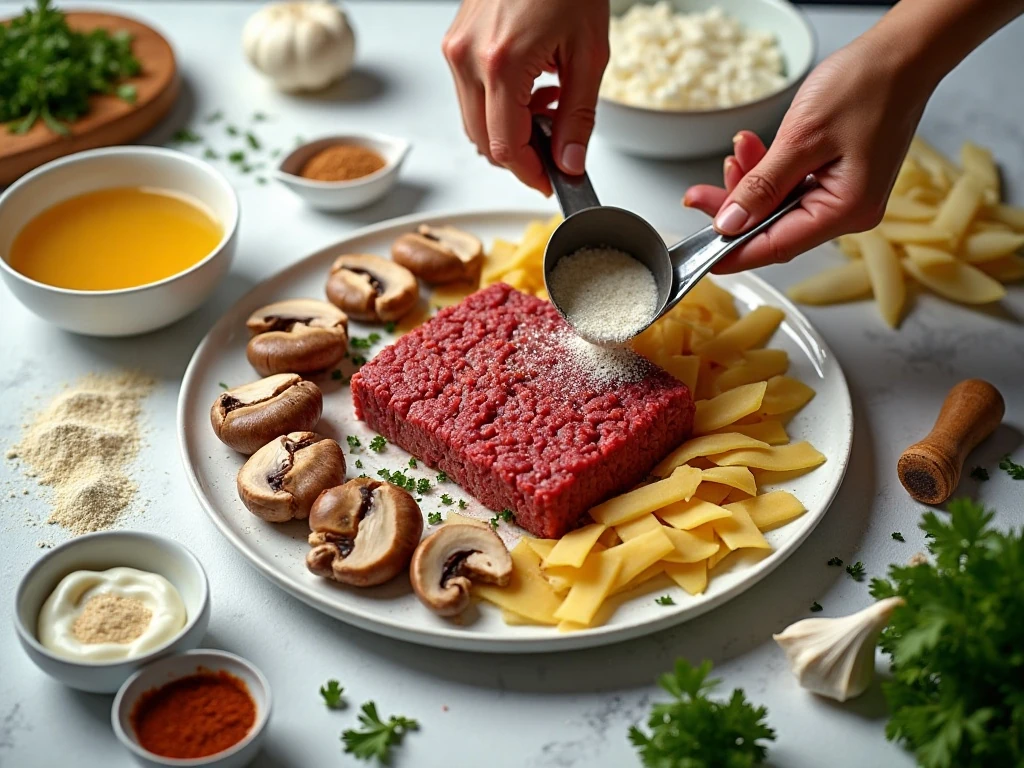 Ingredients for easy speedy skillet beef stroganoff
