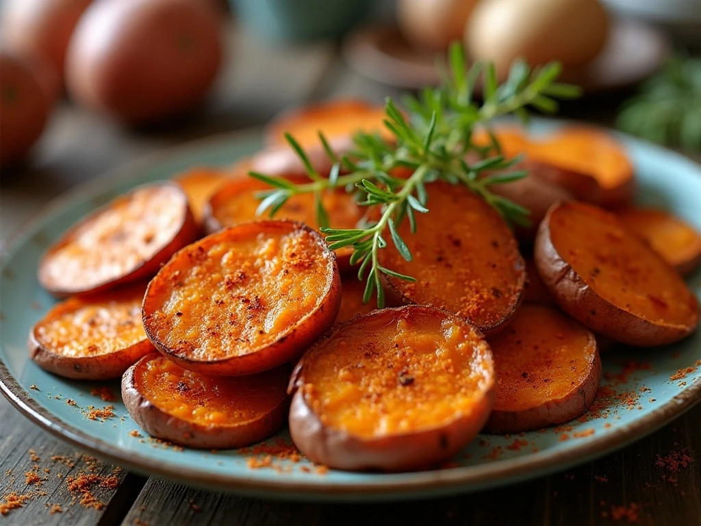 Roasted spiced sweet potatoes served as a cozy side dish