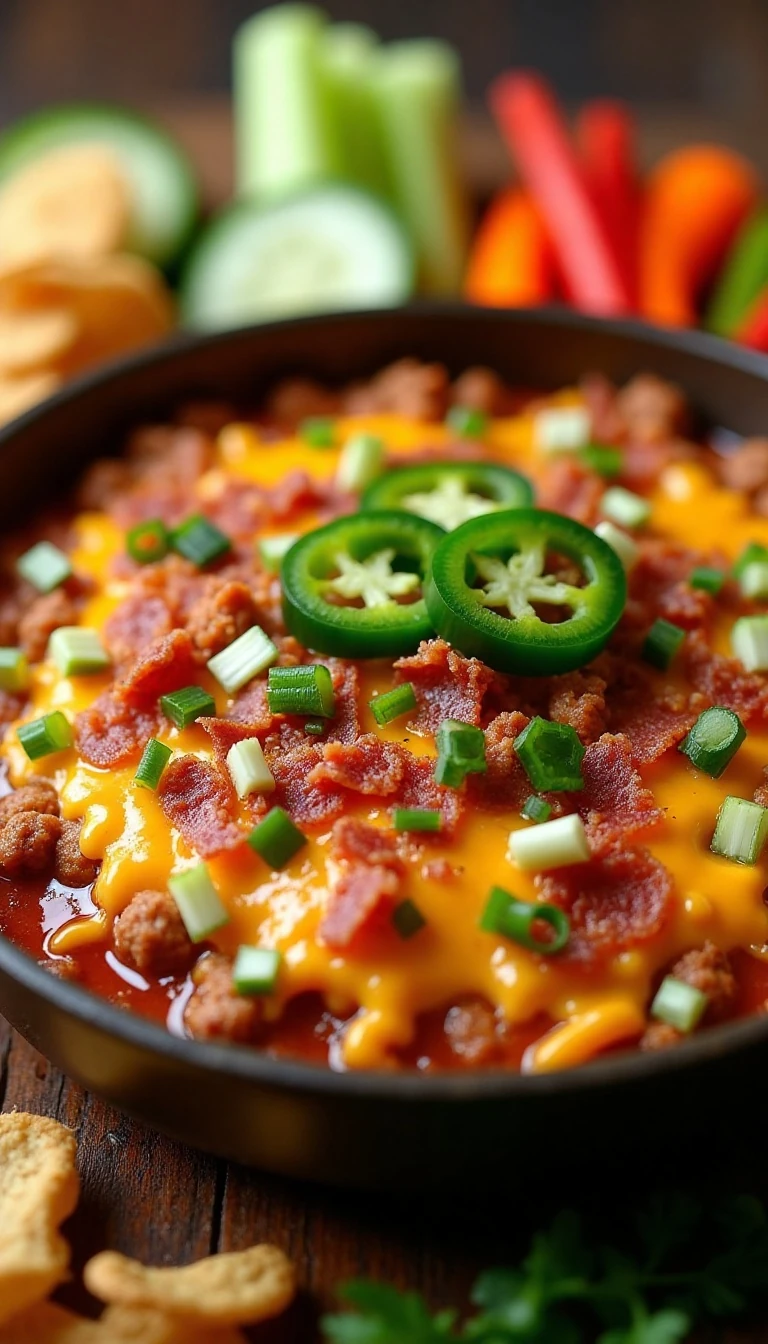 Easy Low Carb Spicy Sausage Dip with Bacon and Cheese
