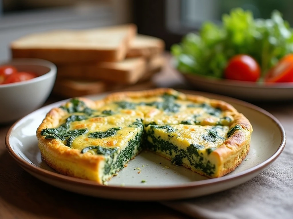 Spinach and feta frittata served as a colorful brunch centerpiece