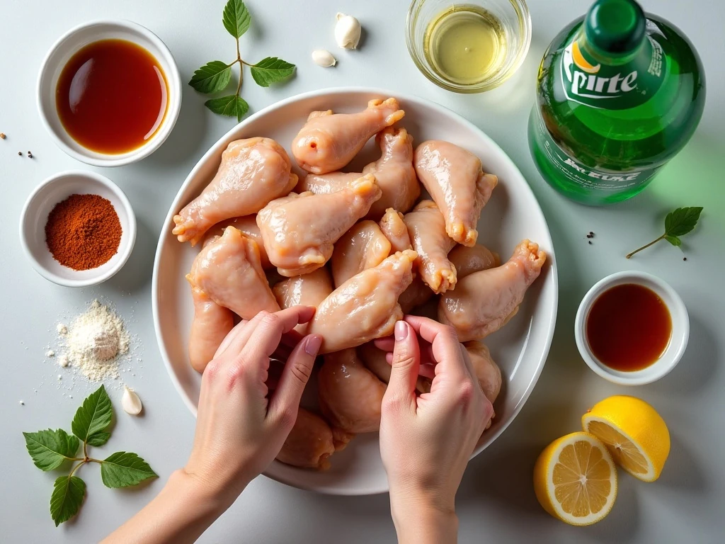 Ingredients for Sprite-marinated crispy chicken wings