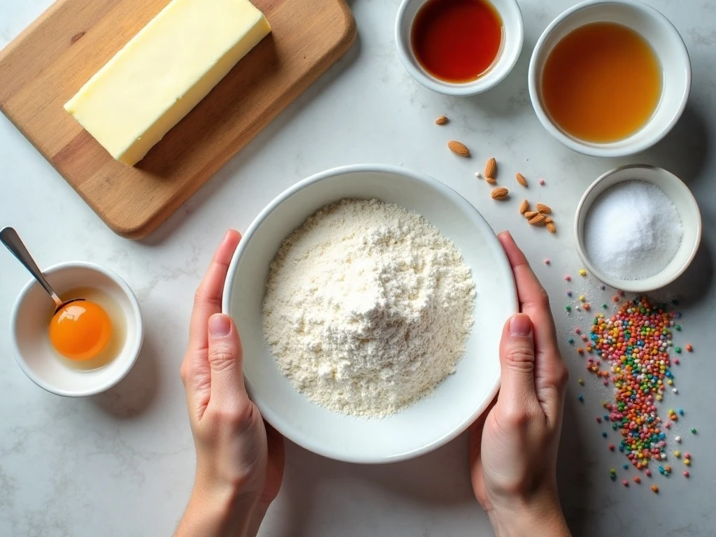 Ingredients for a classic spritz cookies recipe