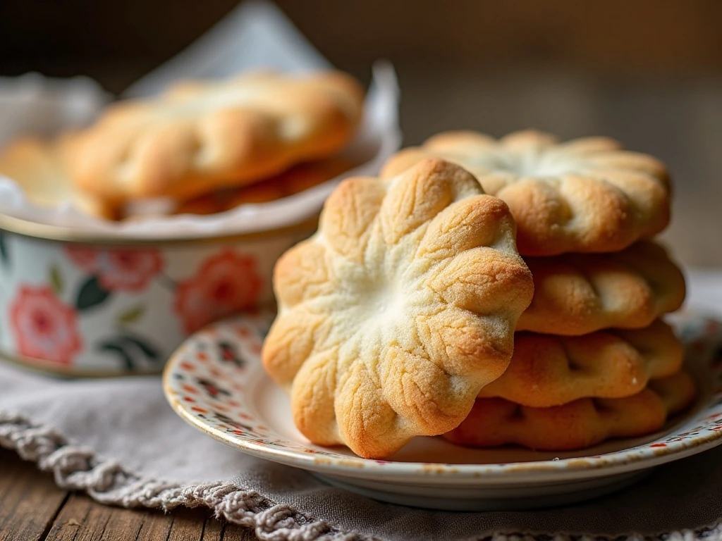 Spritz cookies stored in an airtight container