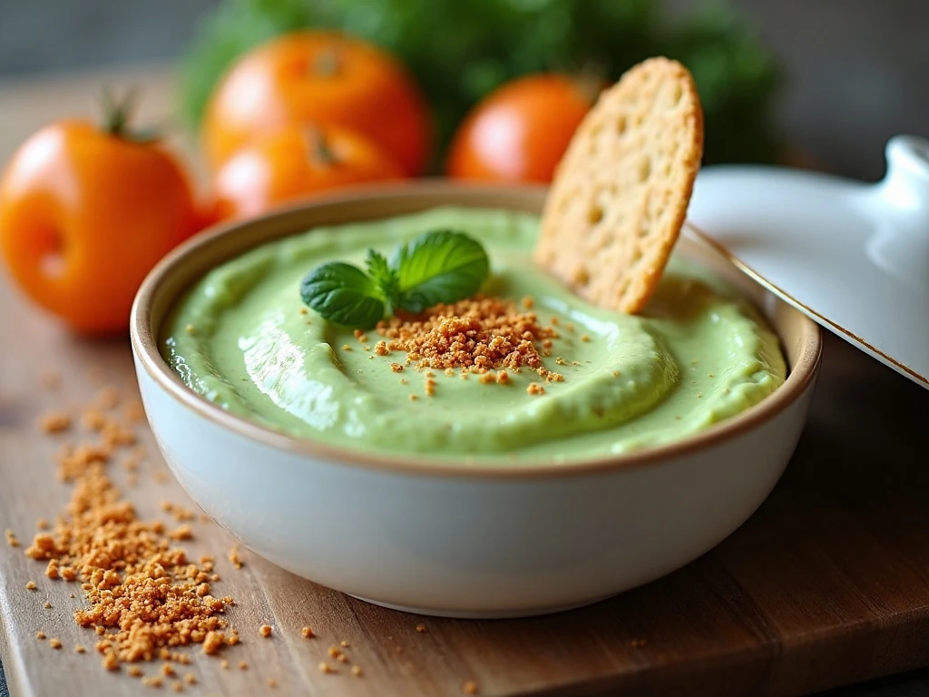 Covered green dessert dip prepared for chilling before serving