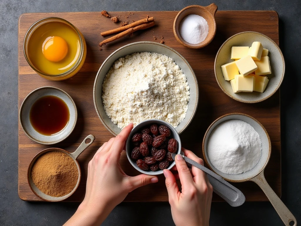 Ingredients for steamed molasses raisin pudding