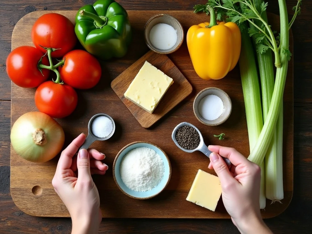 Ingredients for easy homemade stewed tomatoes