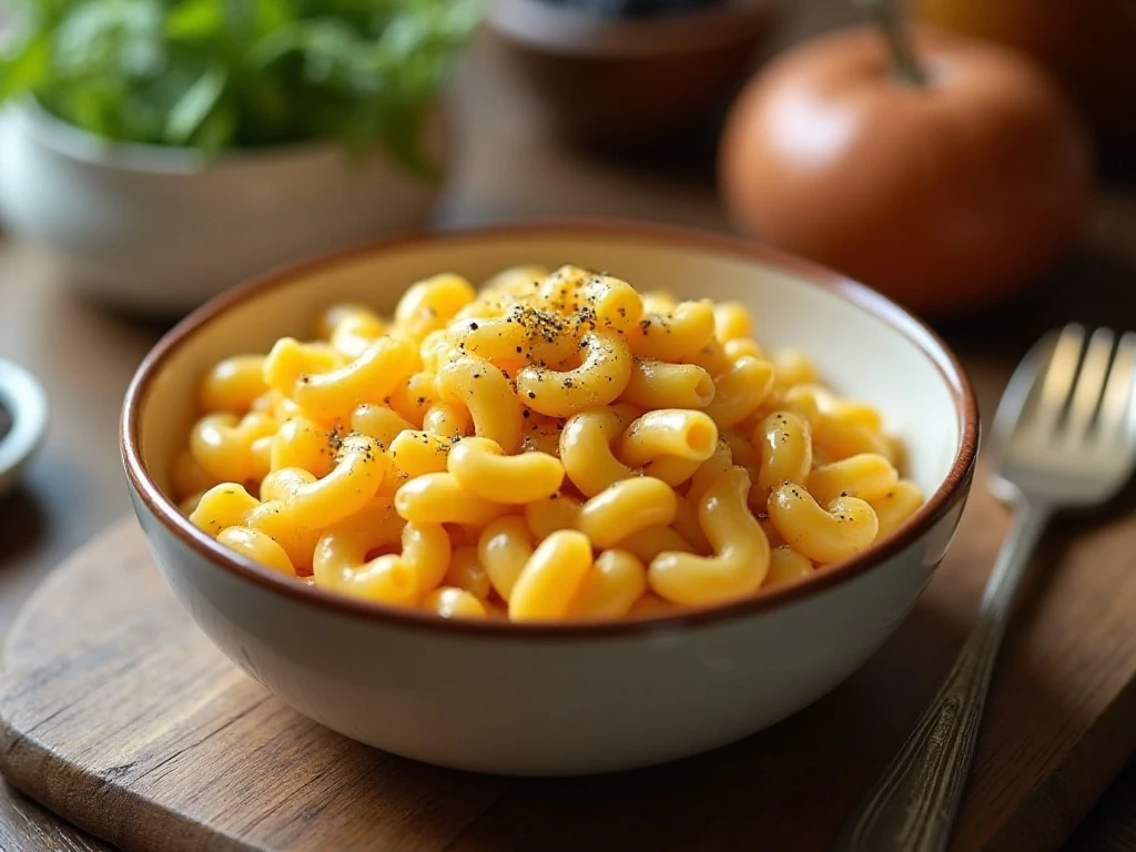 Bowl of creamy stovetop macaroni and cheese