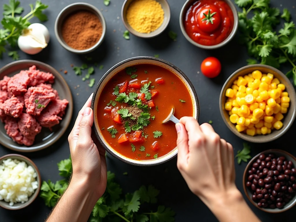Ingredients for easy stovetop taco soup arranged on a counter
