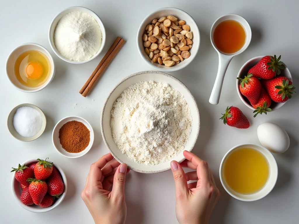 Ingredients for easy strawberry bread