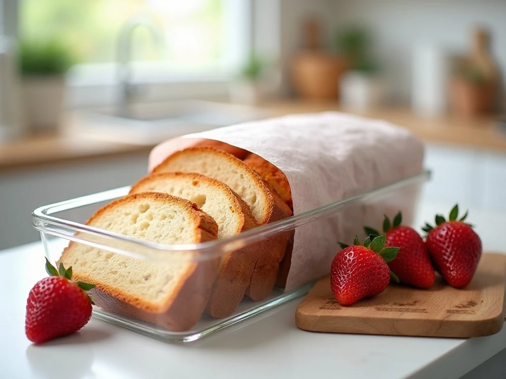 Stored slices of homemade strawberry bread